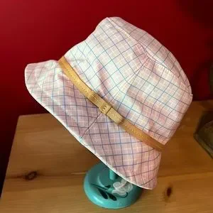 Coach | Accessories | Coach Pink Plaid Bucket Hat W Leather  display picture 1